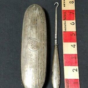 .925 Art Deco Clothing Brush & Button Hook Solid Sterling Silver Vintage Antique